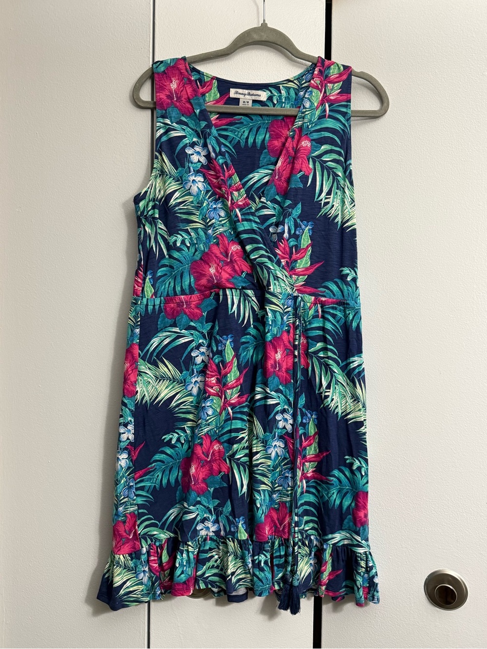 Tommy Bahama Blue and Pink Floral Sleeveless Dress Size Medium